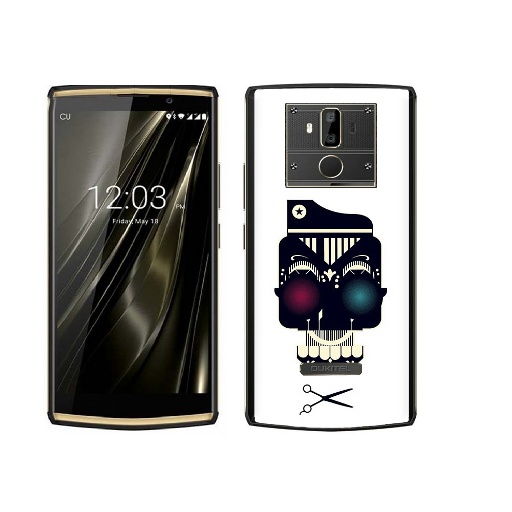 

Чехол MyPads Tocco для Oukitel K7 черно белый скелет с яркими глазами, Прозрачный, Tocco