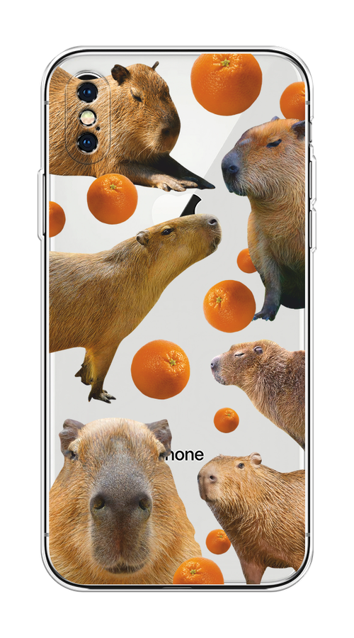 

Чехол на Apple iPhone XS Max "Капибара и апельсины", Бежевый;оранжевый, 11950-1