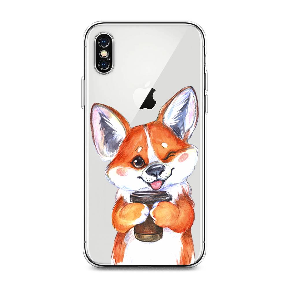 

Чехол на Apple iPhone XS Max "Корги с кофе", Оранжевый;белый, 11950-4