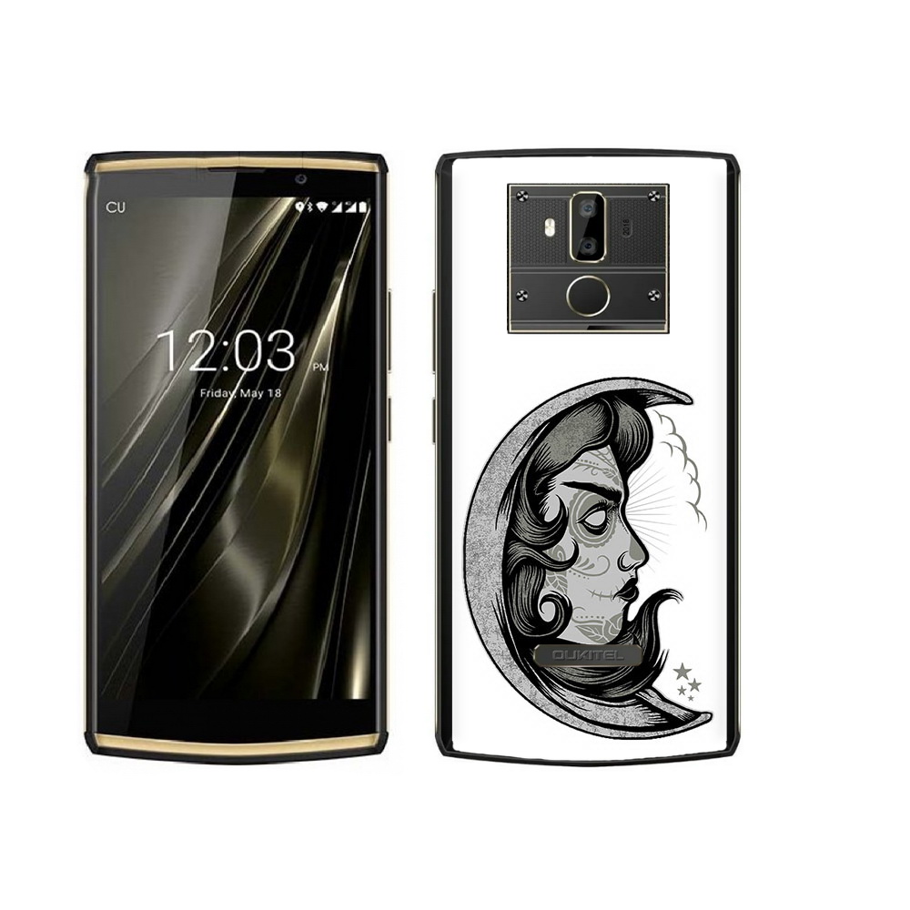 

Чехол MyPads Tocco для Oukitel K7 черно белая луна с лицом, Прозрачный, Tocco