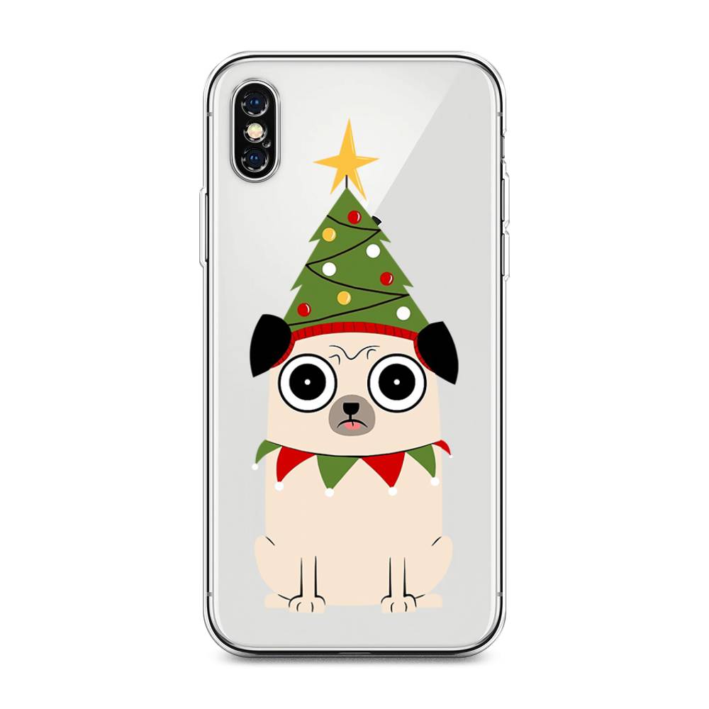 

Чехол для Apple iPhone XS Max "Собачка с ёлочкой", Бежевый;красный;зеленый, 11950-1