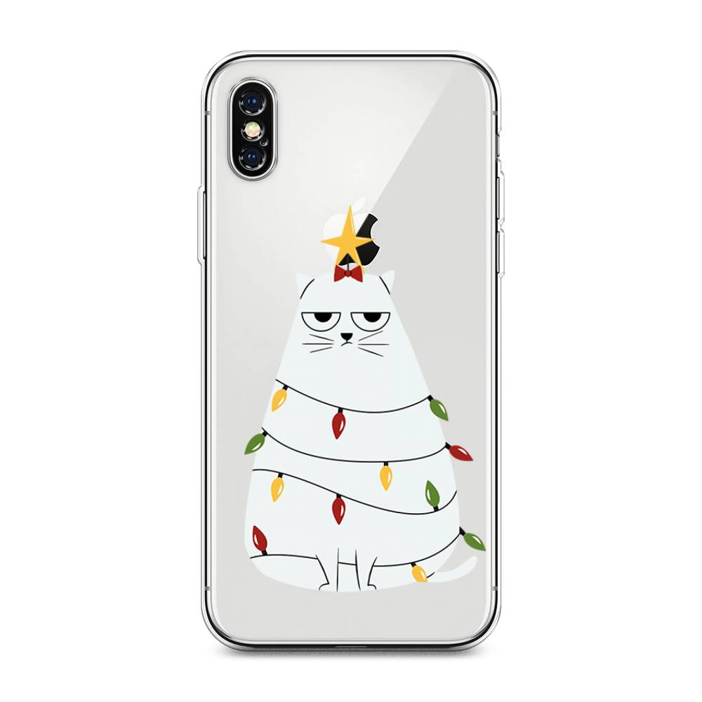

Чехол на Apple iPhone XS Max "Котик в гирлянде", Белый;красный;желтый, 11950-1