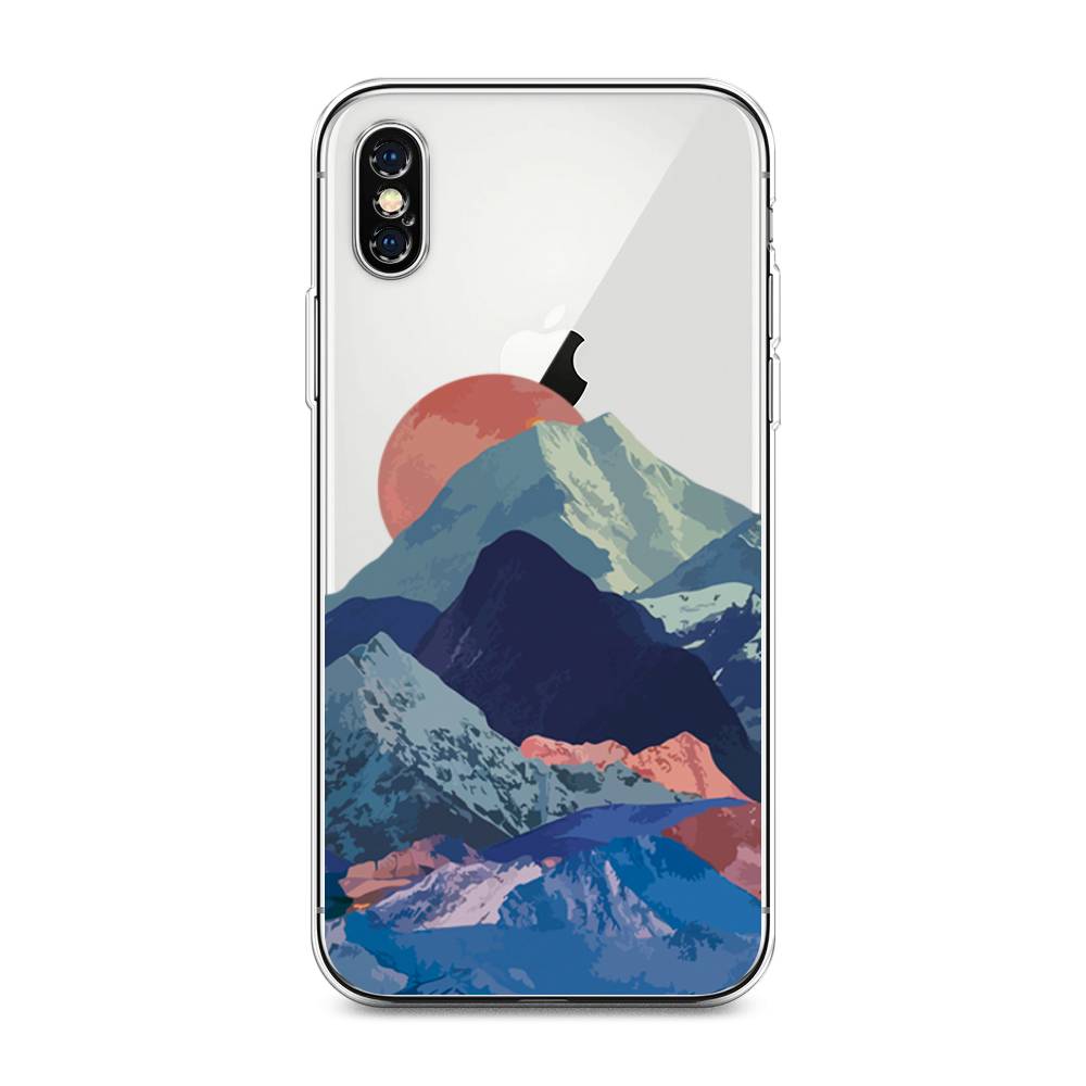 

Чехол на Apple iPhone XS Max "Закат в снежных горах", Красный;серый;голубой, 11950-2