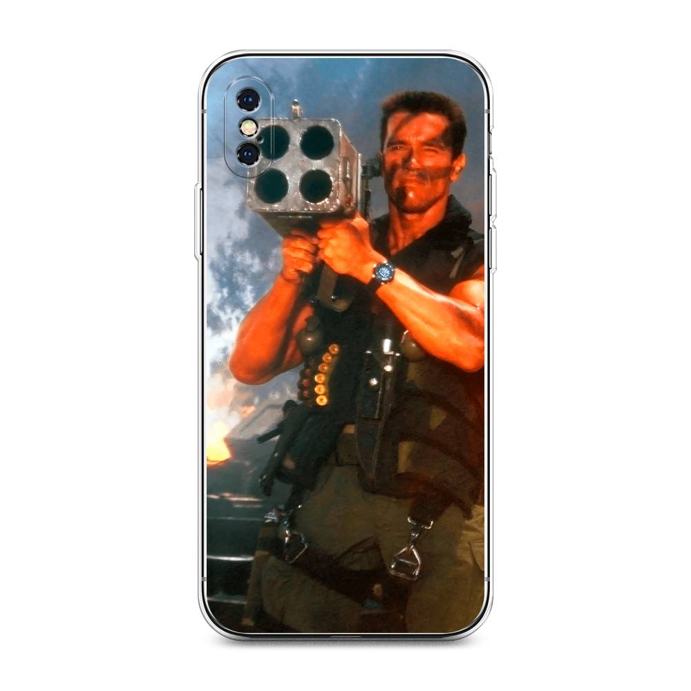 

Чехол на Apple iPhone XS Max "Арнольд Шварцнеггер с базукой", Голубой;коричневый, 11950-6