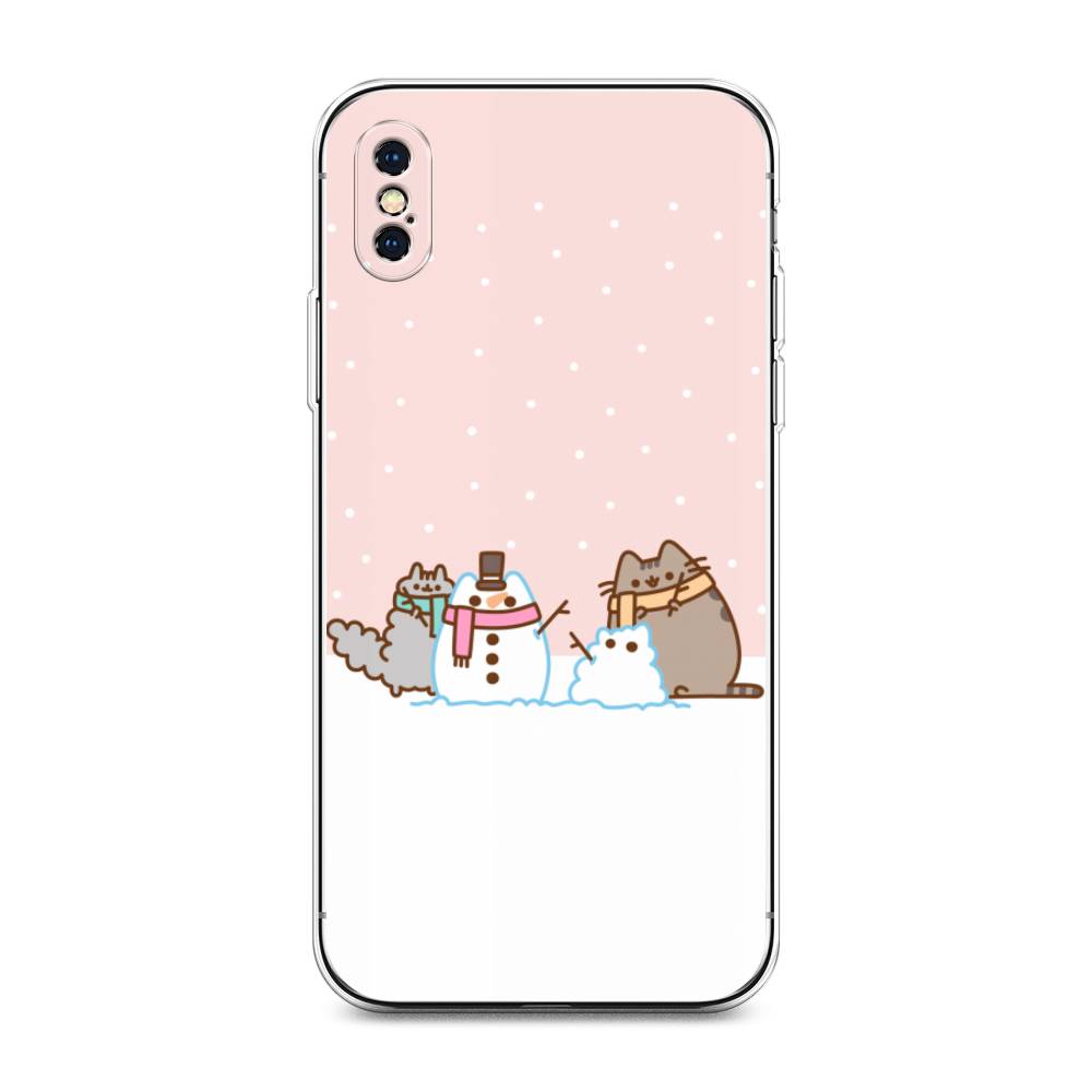 

Чехол для Apple iPhone XS Max "Котики в снегу", Розовый;белый;серый, 11950-5