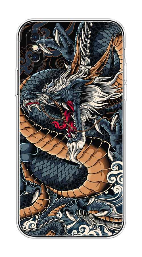

Чехол на Apple iPhone XS Max "Japanese Dragon", Коричневый;черный;синий, 11950-1