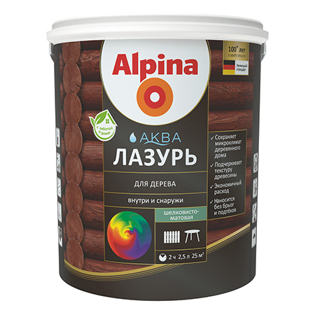 Лазурь для дерева Alpina Аква палетка теней influence beauty color algorithm 008 из 5 оттенков высокопигментированная текстура стойкий и насыщенный макияж тон 03 5г