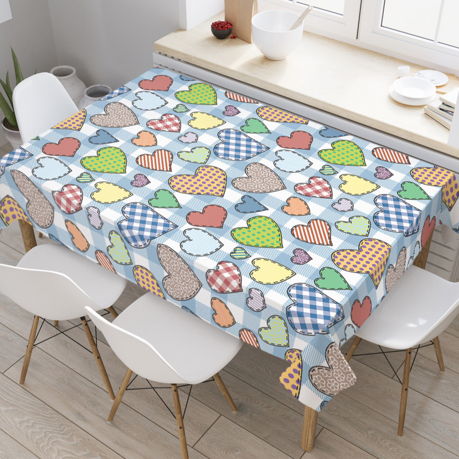 

Скатерть прямоугольная JoyArty "Сердца на любой вкус" из оксфорда, 120x145 см, Голубой, Сердца на любой вкус