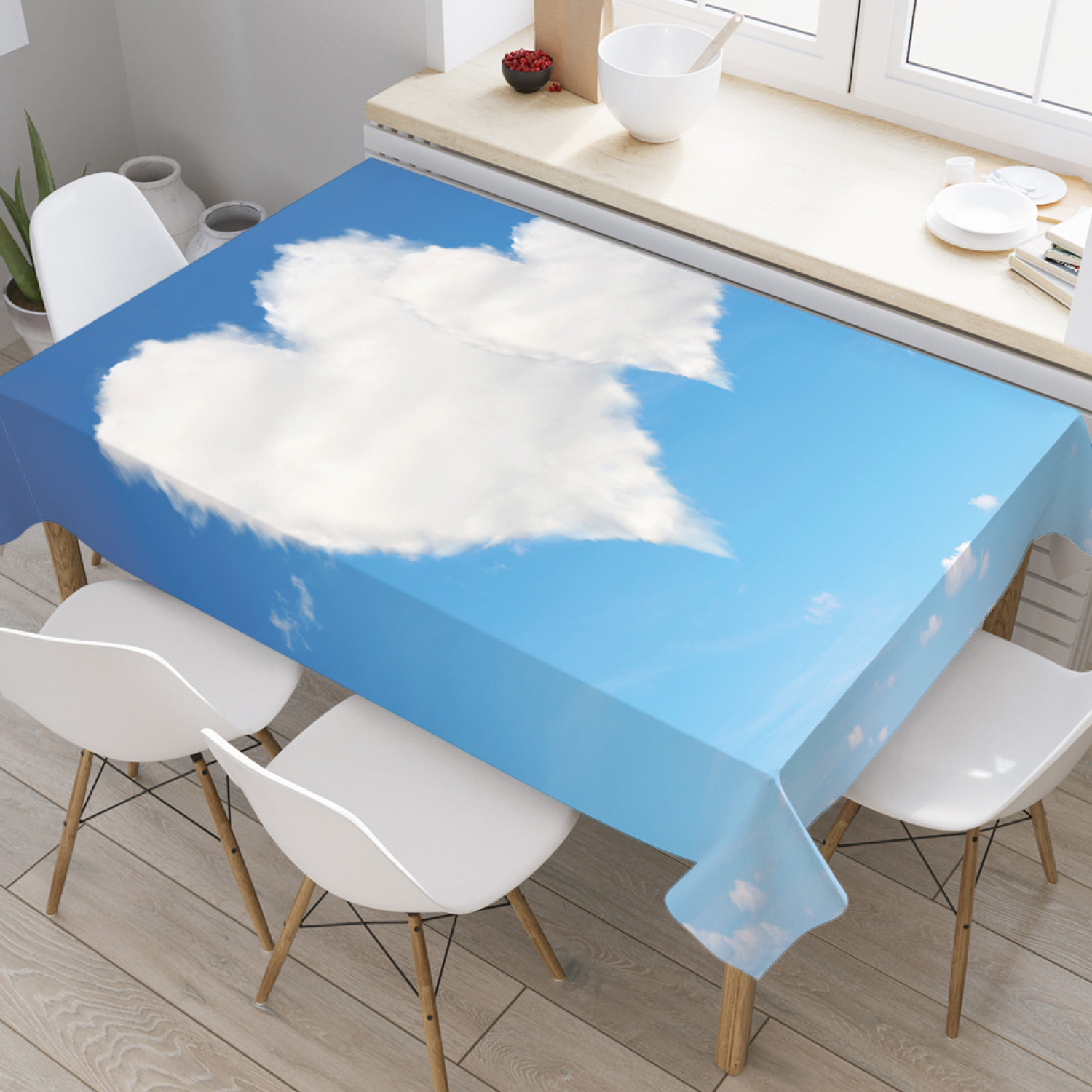 

Скатерть прямоугольная JoyArty "Облака в форме сердца" из оксфорда, 120x145 см, Голубой, Облака в форме сердца