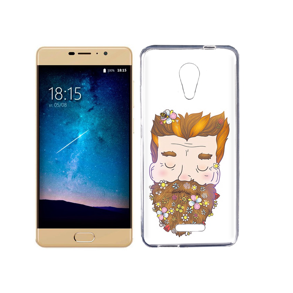 

Чехол MyPads Tocco для BQ 5201 Space мужчина с цветами в бороде, Прозрачный, Tocco