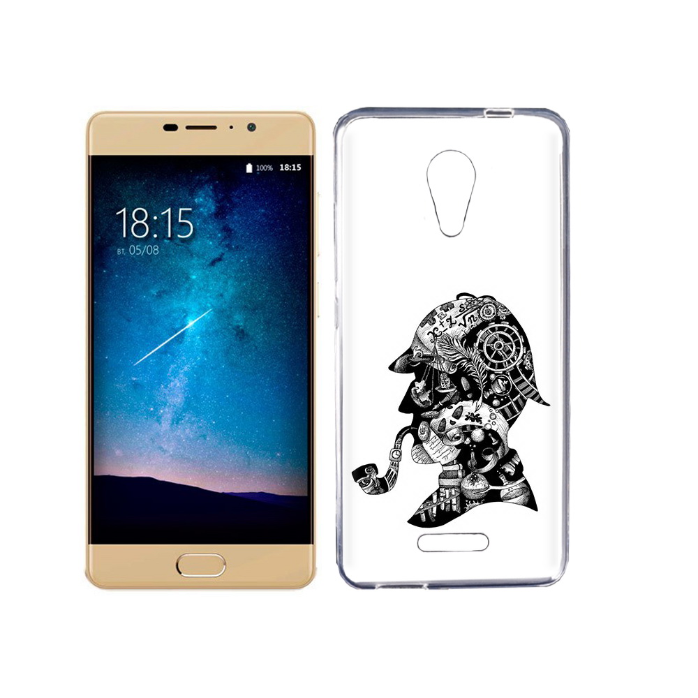 

Чехол MyPads Tocco для BQ 5201 Space мужчина с трубкой абстракция, Прозрачный, Tocco