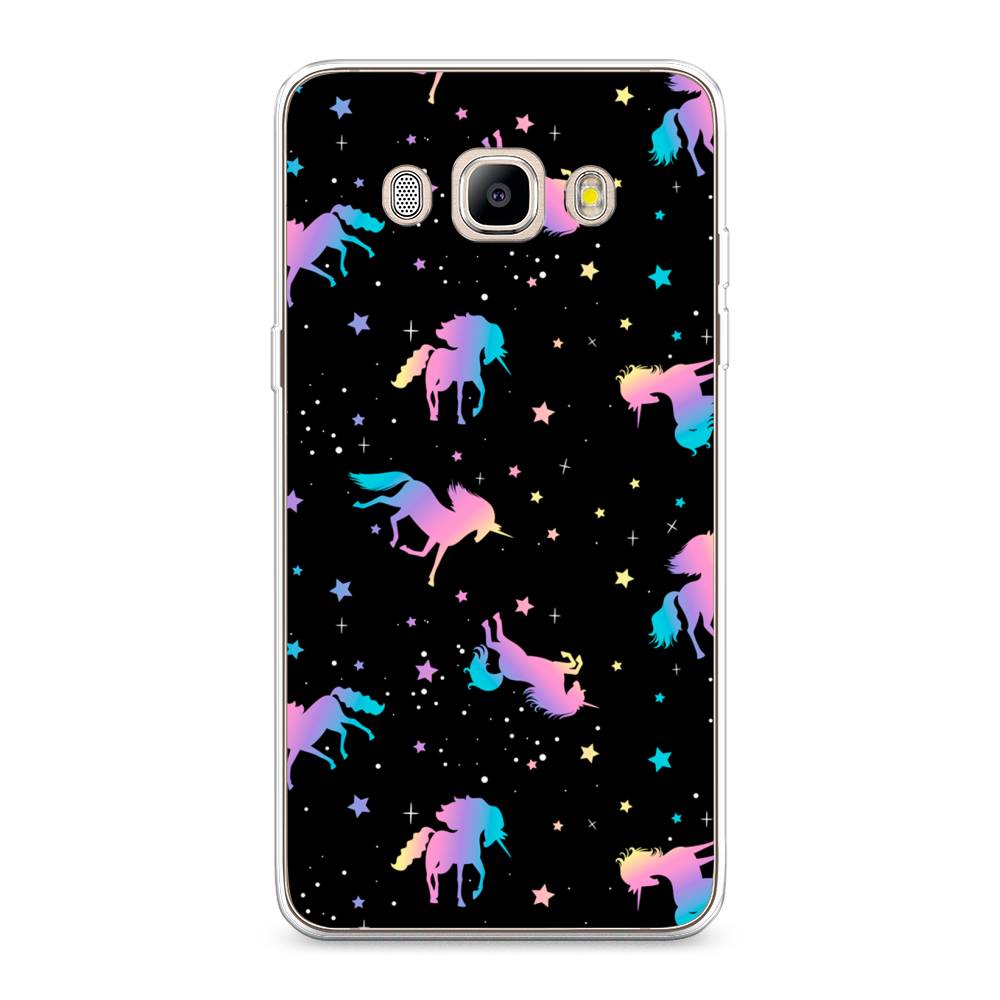 

Чехол на Samsung Galaxy J5 2016 "Единороги градиент", Черный;розовый;голубой, 22750-1
