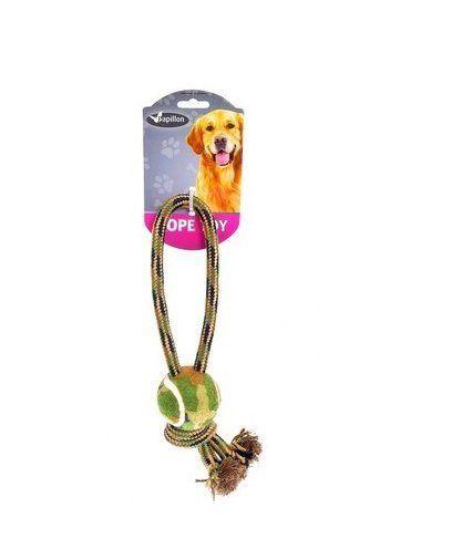 Игрушка для собак Papillon канат плетеный камуфляжный буксир с теннисным мячиком, 38 см