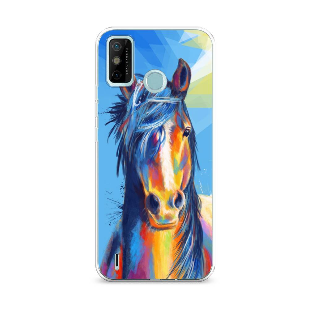 

Чехол на Tecno Spark 6 Go "Лошадь арт 3", Голубой;желтый;синий, 300250-1