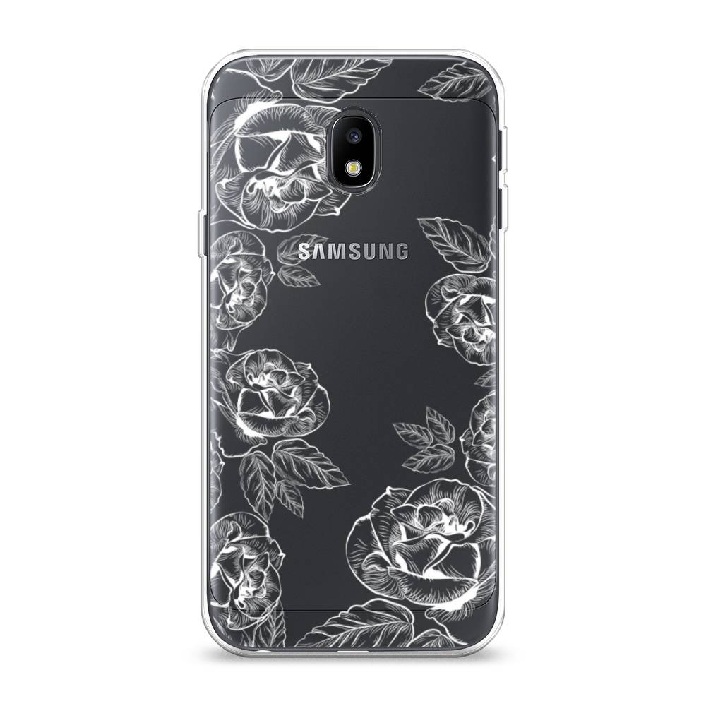 

Чехол на Samsung Galaxy J3 2017 "Розы графика", Черный;серый, 22550-2