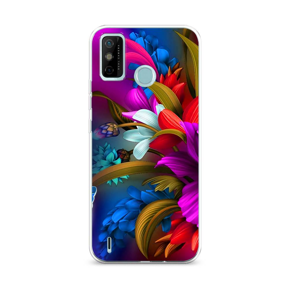 

Чехол на Tecno Spark 6 Go "Фантастические цветы", Фиолетовый;красный;синий, 300250-2