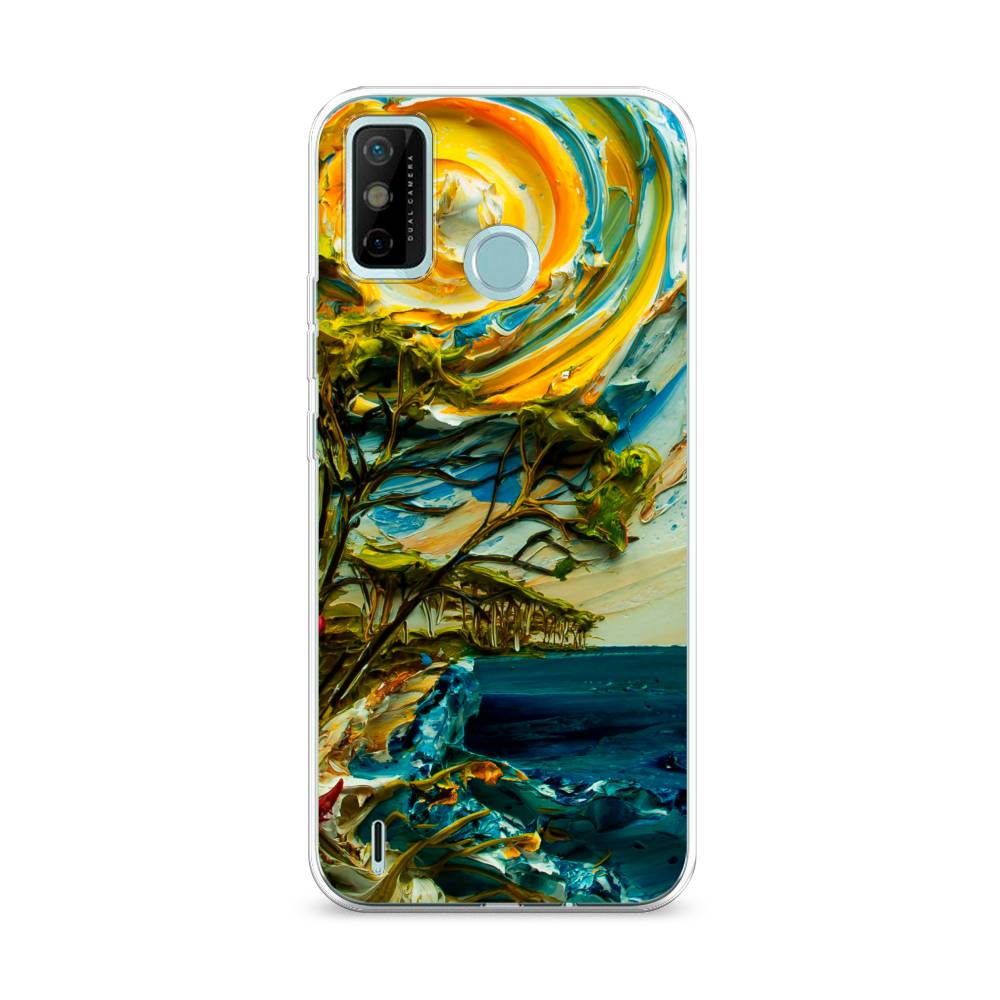 

Чехол на Tecno Spark 6 Go "Солнце живопись", Желтый;синий, 300250-4