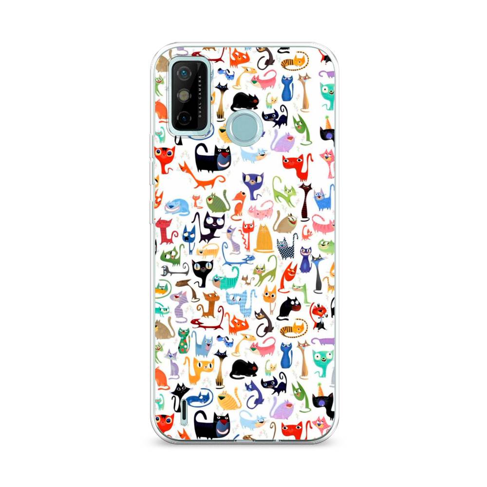 

Чехол на Tecno Spark 6 Go "Цветные коты", Разноцветный, 300250-1