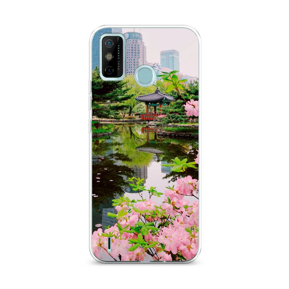 

Чехол на Tecno Spark 6 Go "Сакура возле озера", Зеленый;розовый;голубой, 300250-2