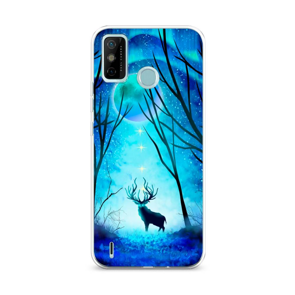 

Чехол на Tecno Spark 6 Go "Олень северное сияние", Синий;черный;голубой, 300250-1
