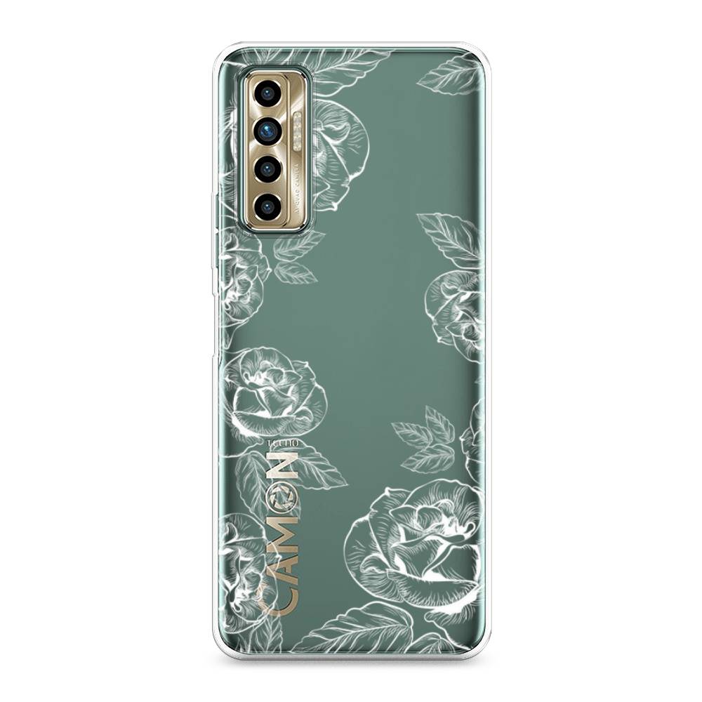 

Чехол для Tecno Camon 17P "Розы графика", Черный;серый, 300150-2