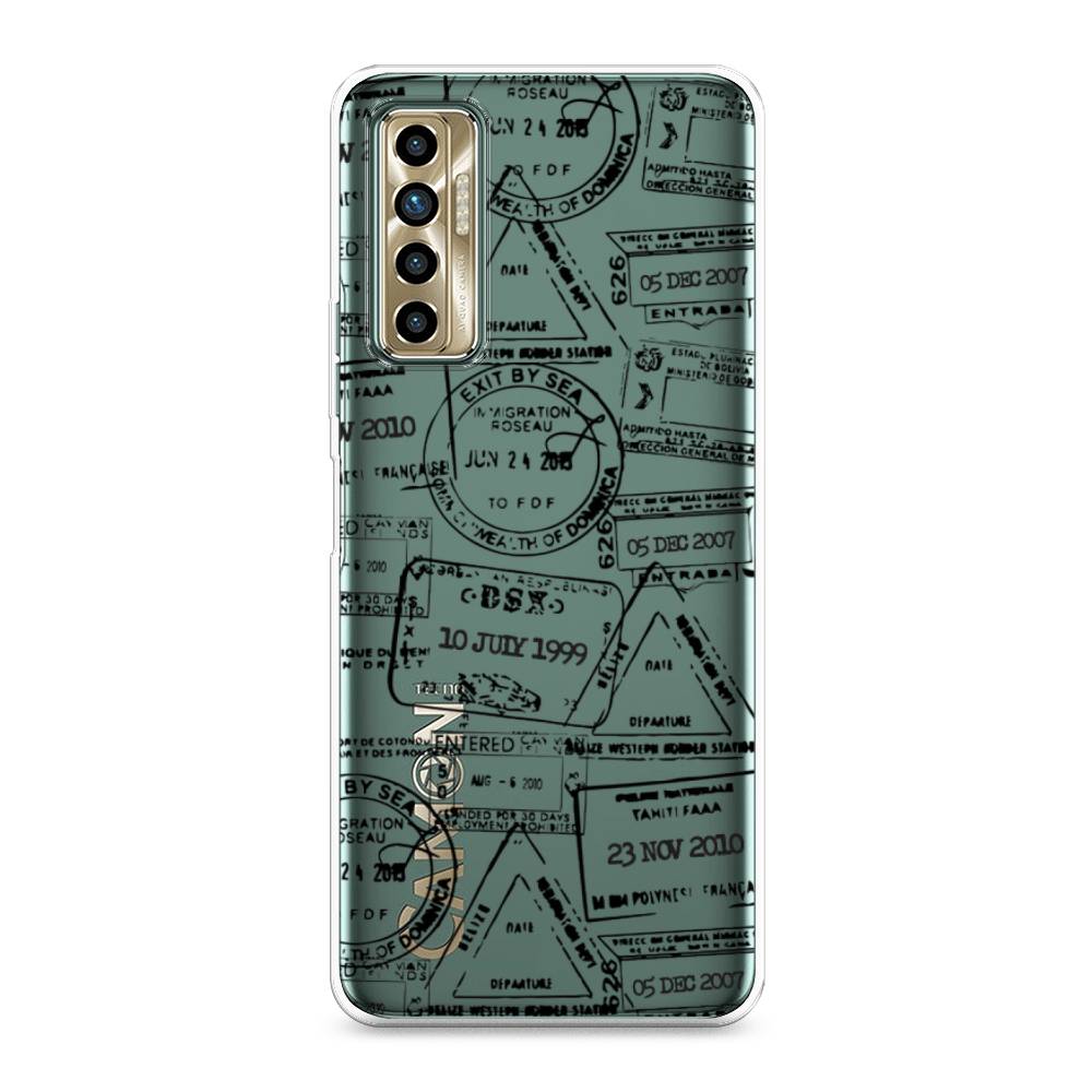 

Чехол для Tecno Camon 17P "Visa stamps 2", Белый;черный;серый, 300150-2