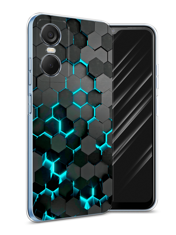 

Чехол Awog на Tecno Pop 6 Pro "Соты бирюзовые", Черный;бирюзовый;синий, 302750-1