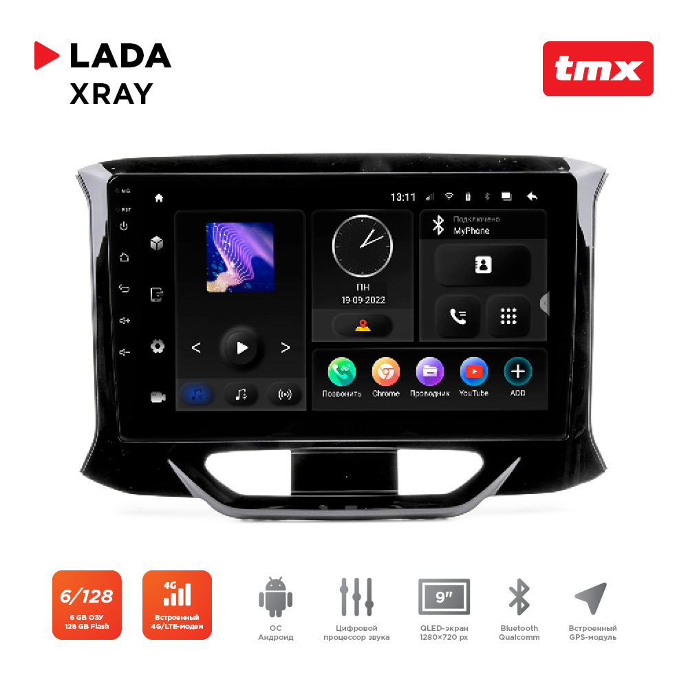 Магнитола Lada XRay для комп авто c камерой заднего вида (Maximum Incar TMX-6304c-6)
