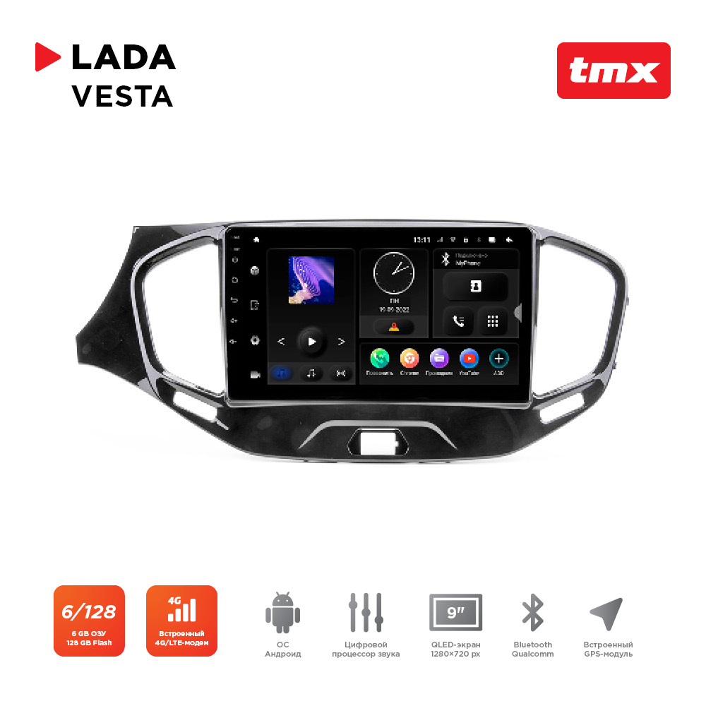 Магнитола Lada Vesta для комп с камерой заднего вида (Maximum Incar TMX-6303c-6)