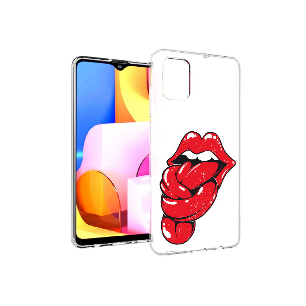 

Чехол MyPads Tocco для Samsung Galaxy A71 яркие губы с языком (PT142122.485.705), Прозрачный, Tocco