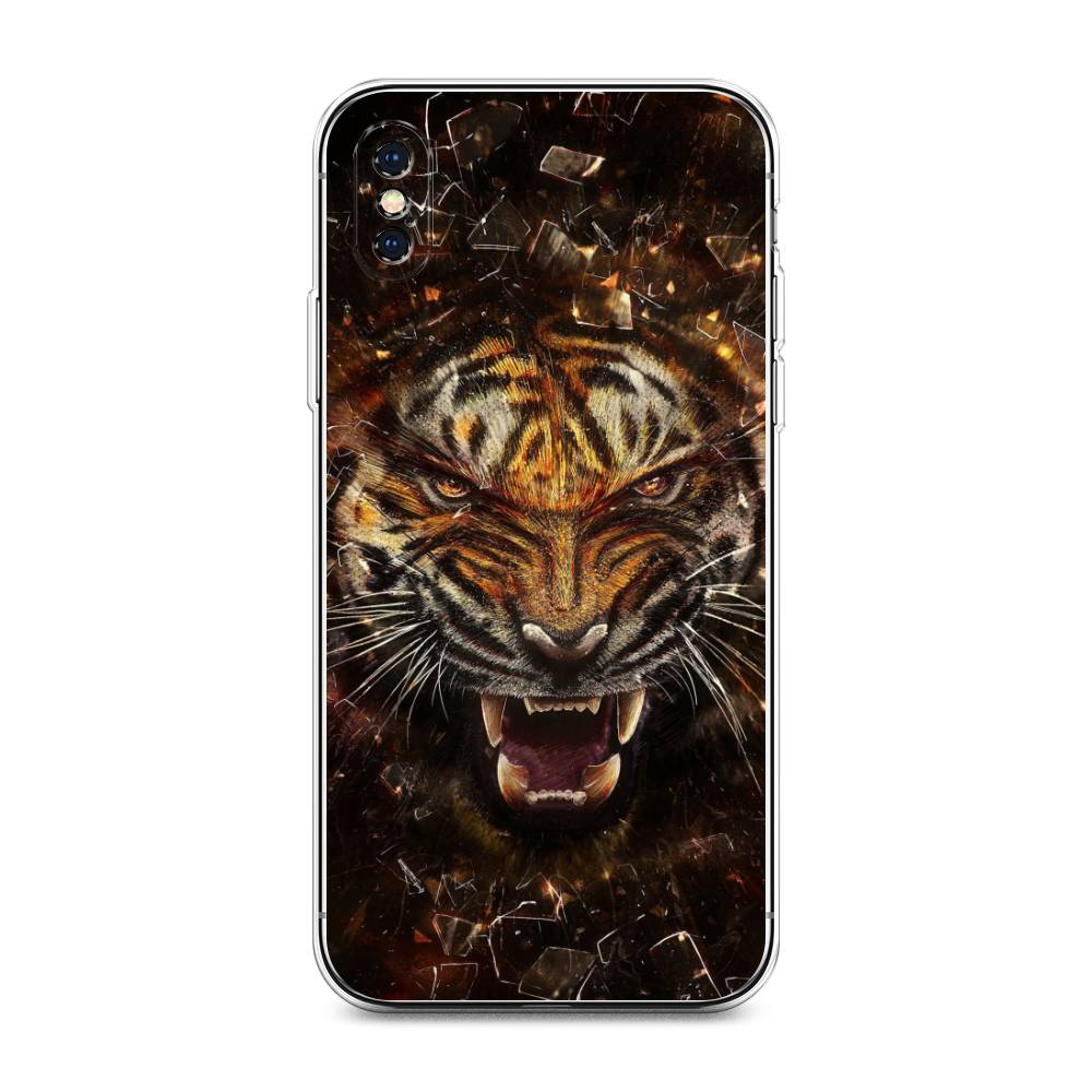 

Чехол на Apple iPhone XS Max "Тигр осколки", Оранжевый;серый;черный, 11950-1