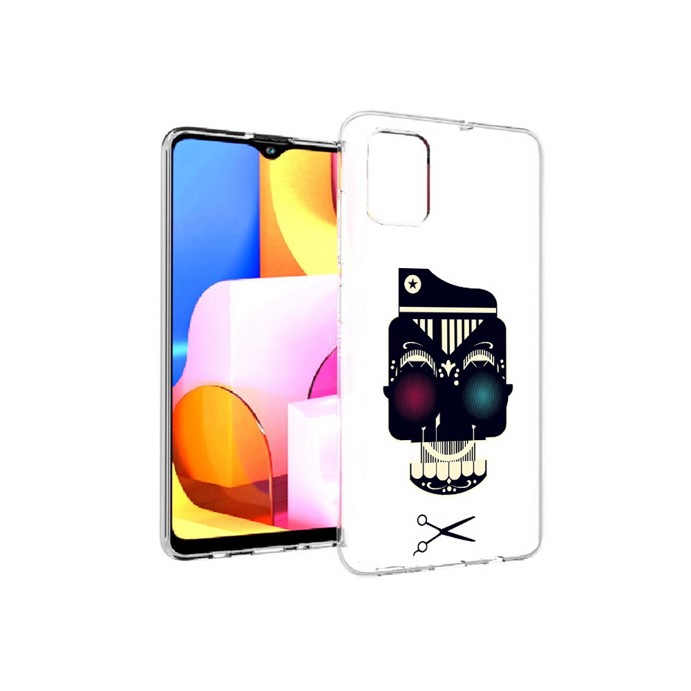 

Чехол MyPads Tocco для Samsung Galaxy A71 черно белый скелет с яркими глазами, Прозрачный, Tocco