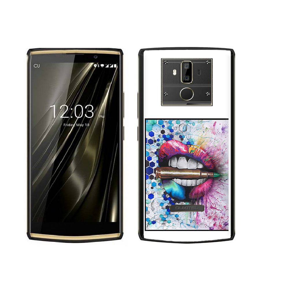 

Чехол MyPads Tocco для Oukitel K7 разноцветные губы с пулей, Прозрачный, Tocco