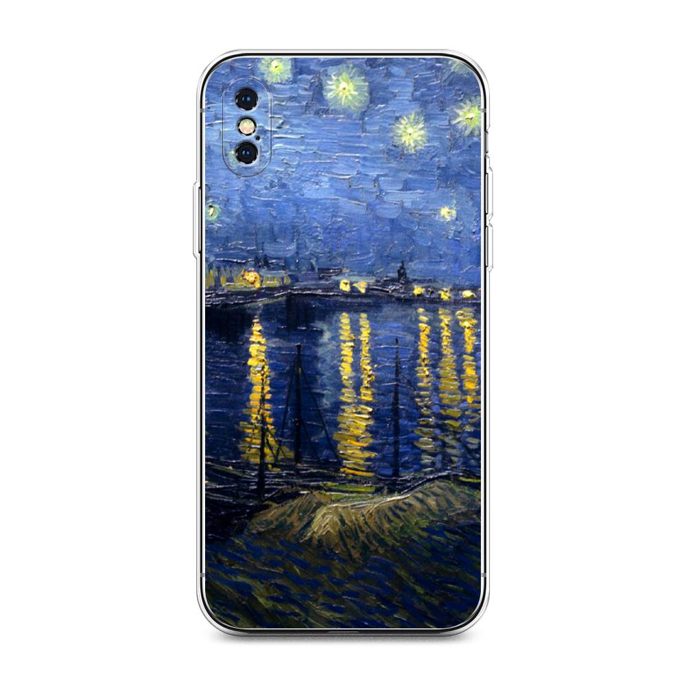 

Чехол на Apple iPhone XS Max "Звездная ночь над Роной", Синий;желтый, 11950-4