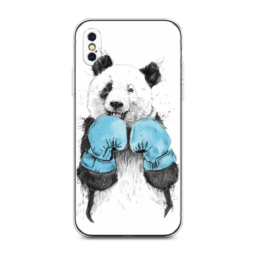 

Чехол для Apple iPhone XS Max "Панда боксер", Голубой;белый;серый, 11950-1