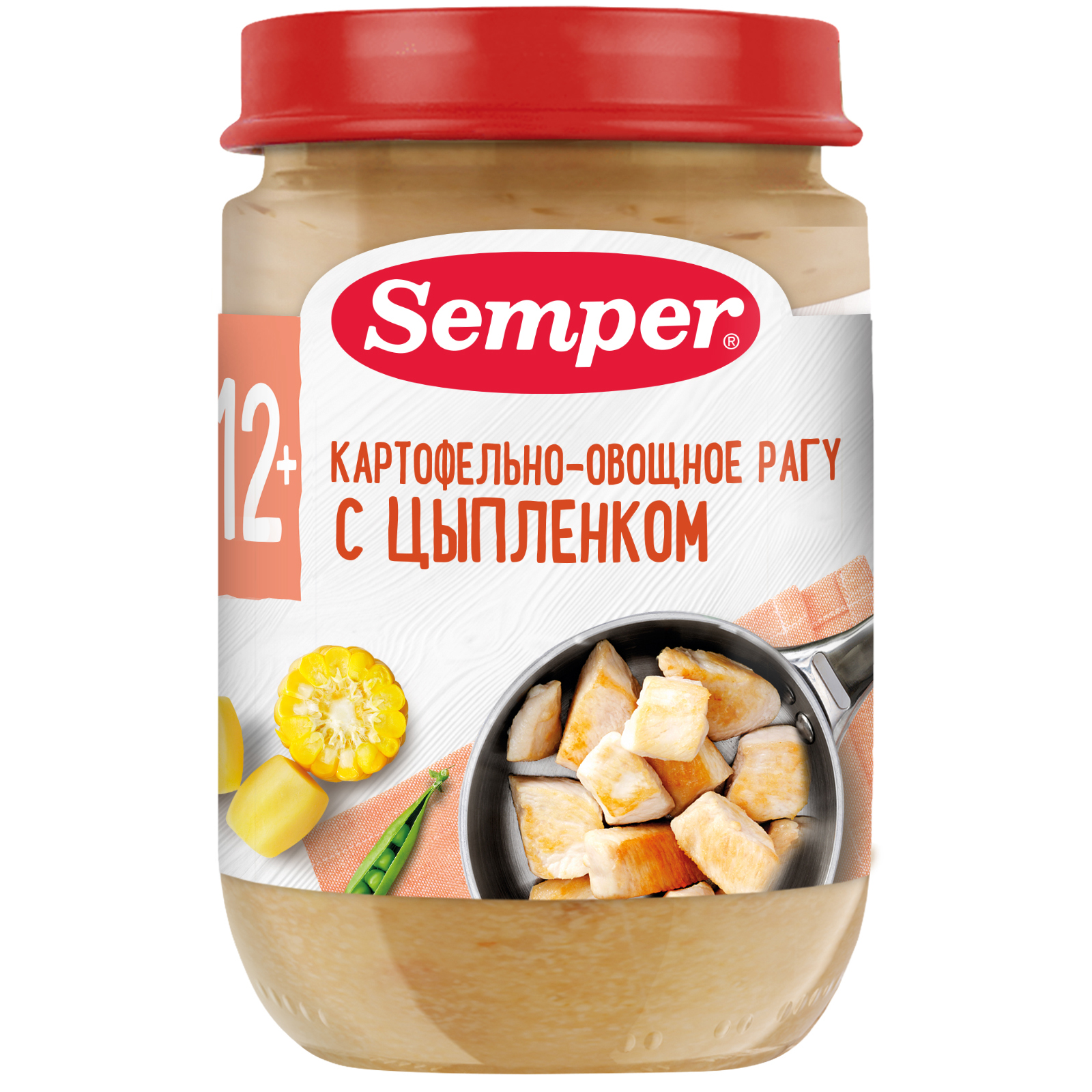 Пюре мясное Semper Картофельно-овощное рагу с цыпленком с 12 мес 190 г 310₽