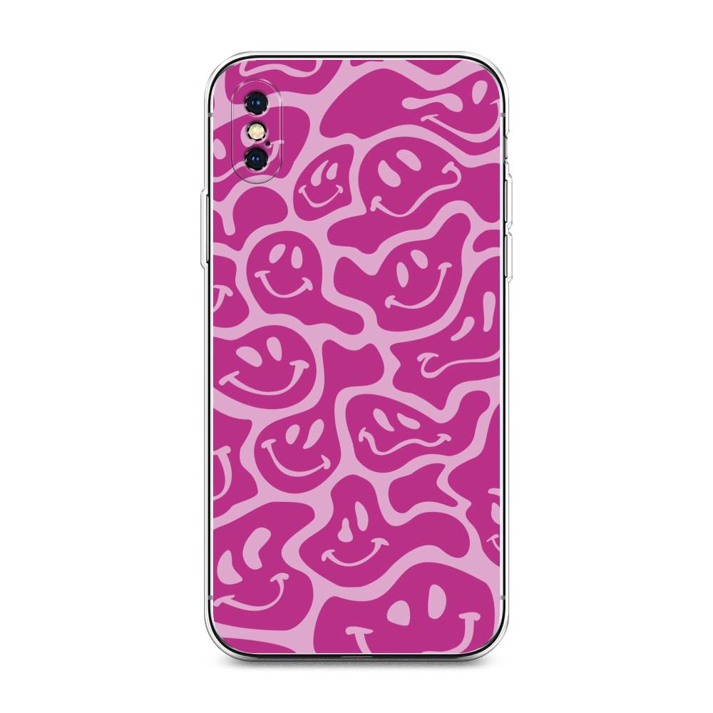 

Чехол на Apple iPhone XS Max "Расплывчатые смайлики розовые", Фиолетовый, 11950-6