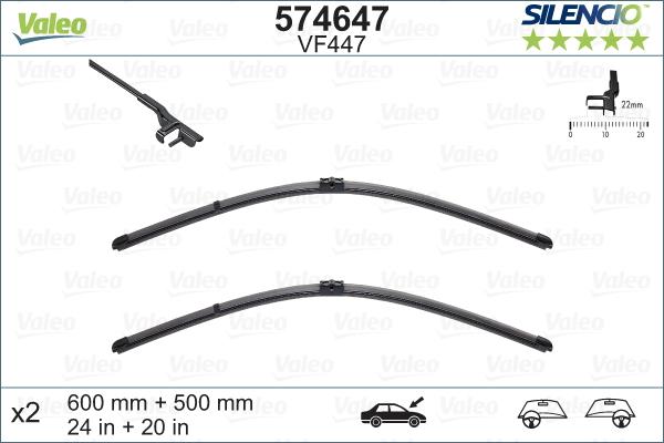 

Щетка стеклоочистителя silencio xtrm 600/500mm к/кт 2шт Valeo арт. 574647