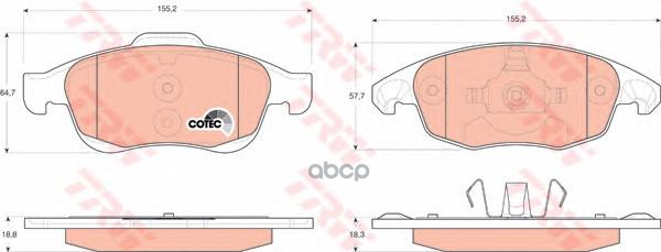 

Тормозные колодки TRW/Lucas передние для Citroen C4 Grand Picasso 06 C4 Picasso 07 GDB1690
