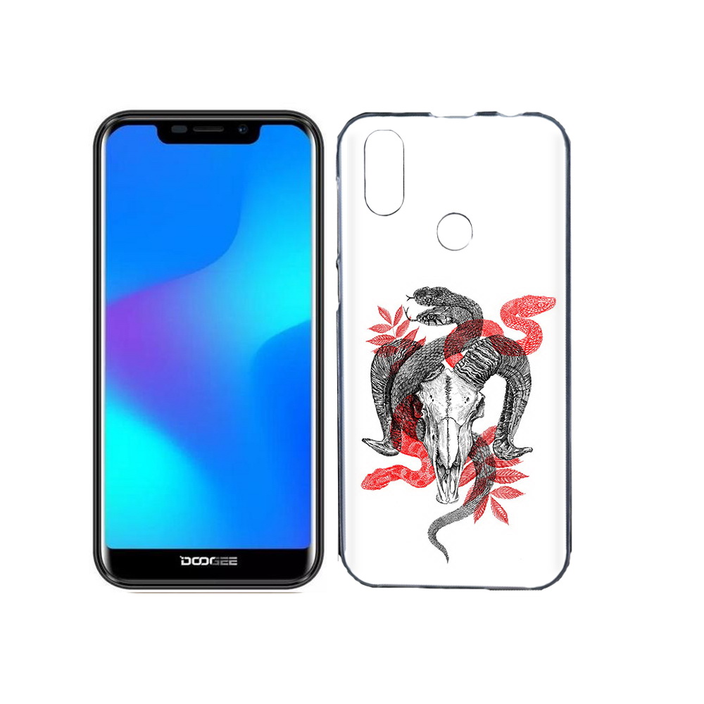 

Чехол MyPads Tocco для Doogee X70 змея в черепе рисунок, Прозрачный, Tocco