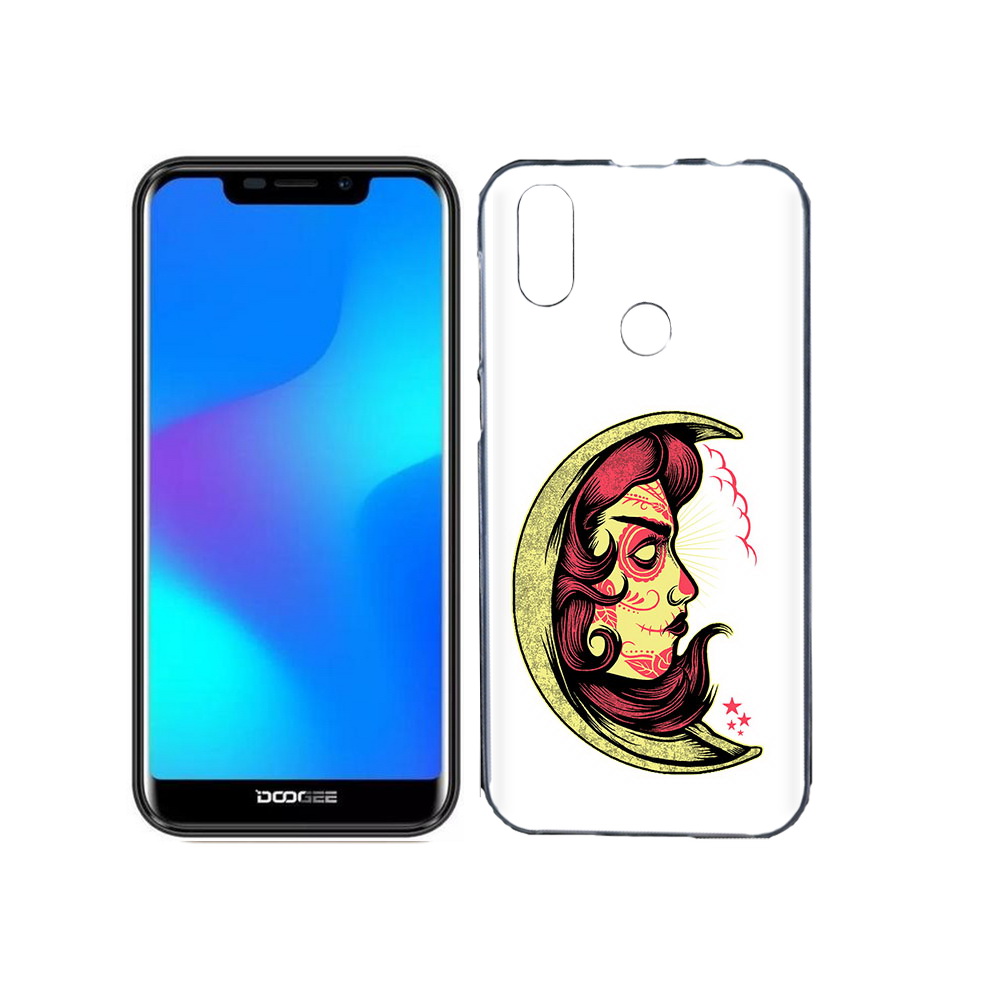 

Чехол MyPads Tocco для Doogee X70 желтый полумесяц с лицом девушки, Прозрачный, Tocco