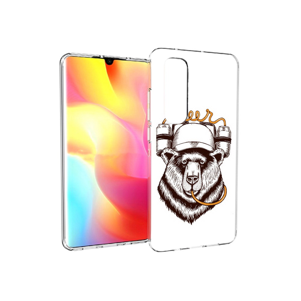 

Чехол MyPads Tocco для Xiaomi Mi Note 10 Lite пивной медведь (PT149714.254.538), Прозрачный, Tocco