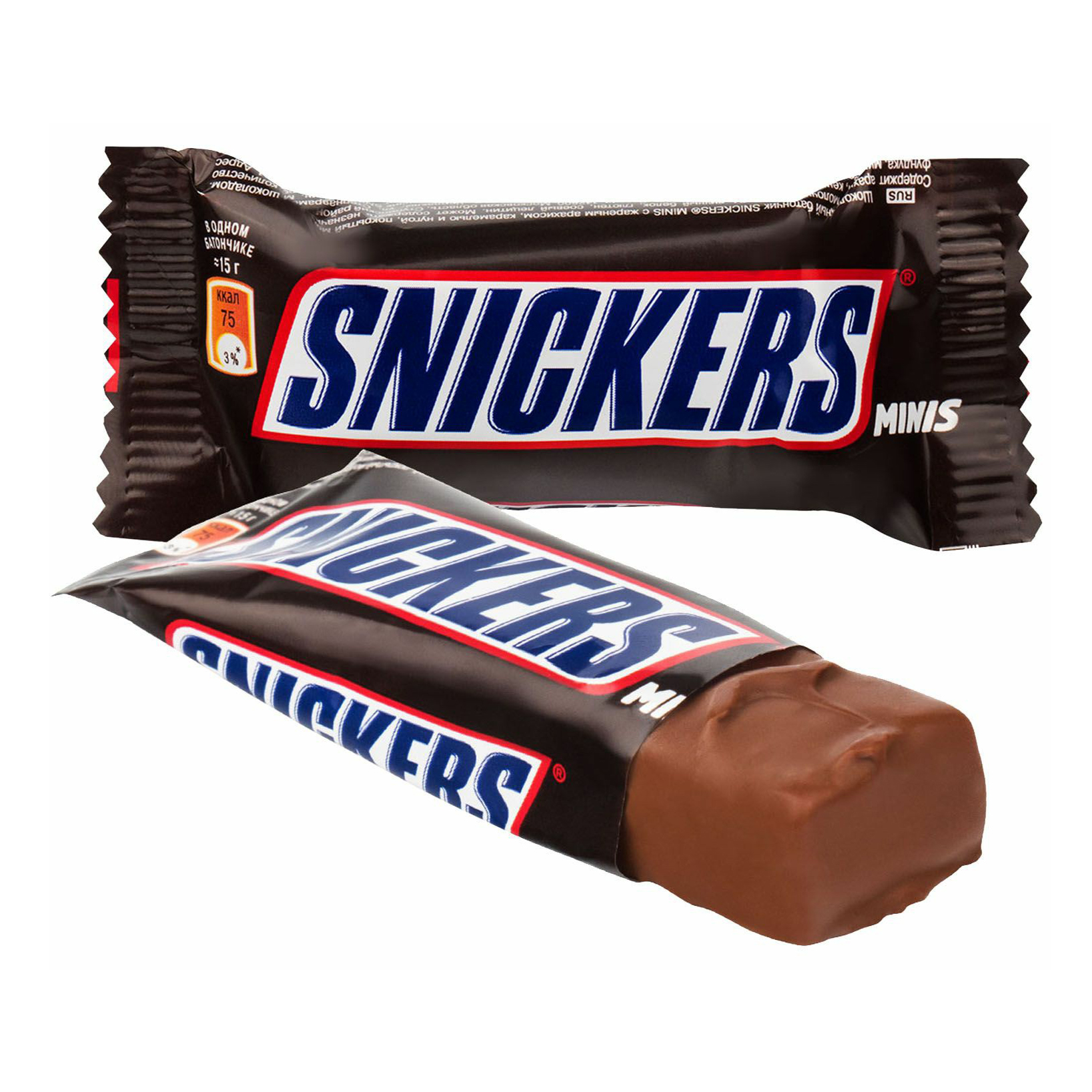 

Батончики шоколадные Snickers Minis с жареным арахисом-карамельи-нугой