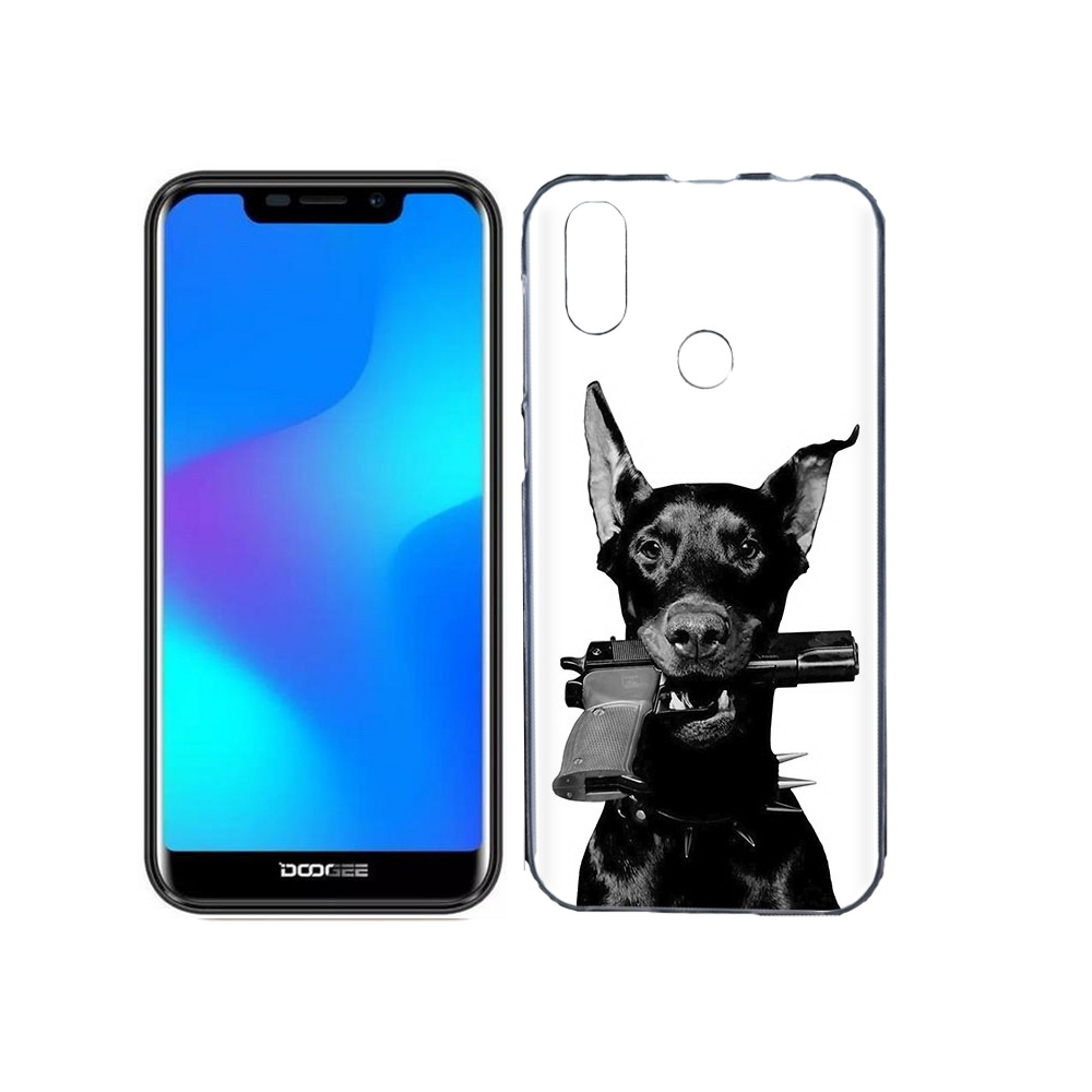 

Чехол MyPads Tocco для Doogee X70 доберман с пистолетом, Прозрачный, Tocco