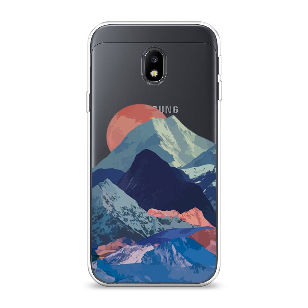 

Чехол на Samsung Galaxy J3 2017 "Закат в снежных горах", Красный;серый;голубой, 22550-2