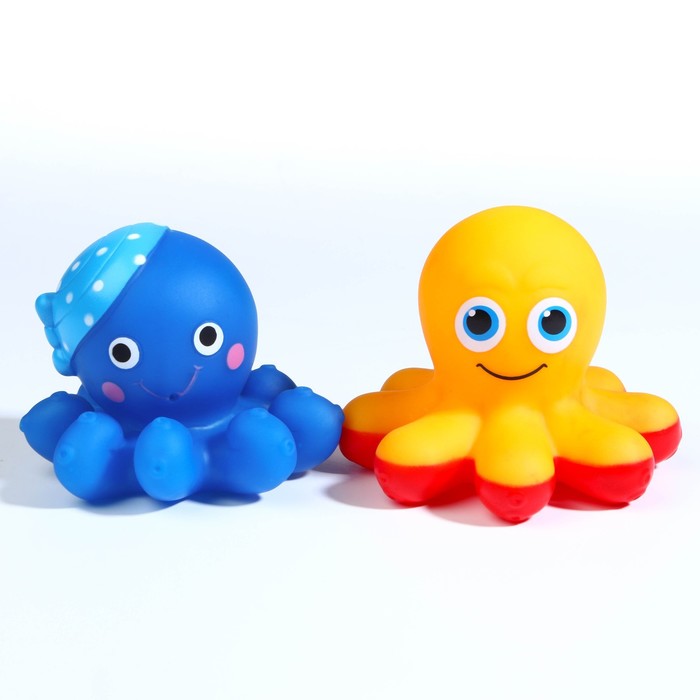 Набор игрушек для игры в ванне «Осьминоги», 2шт, с пищалками осьминоги гигантские и крошечные