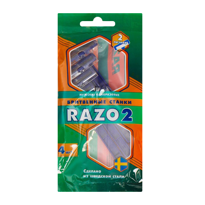Бритвенные станки одноразовые Razo 2, 2 лезвия, 4 шт. 4855455 gillette2 станки одноразовые для бритья 7 3 шт