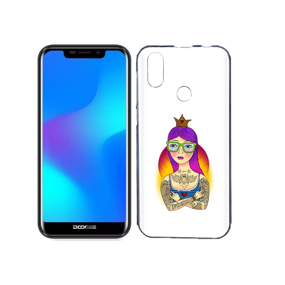 

Чехол MyPads Tocco для Doogee X70 девушка в татуировках с короной, Прозрачный, Tocco