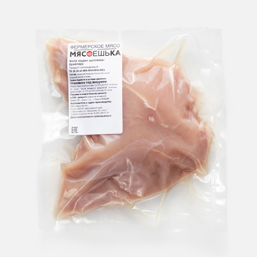 

Филе грудки цыплёнка-бройлера Мясоешька охлаждённое, 600 г