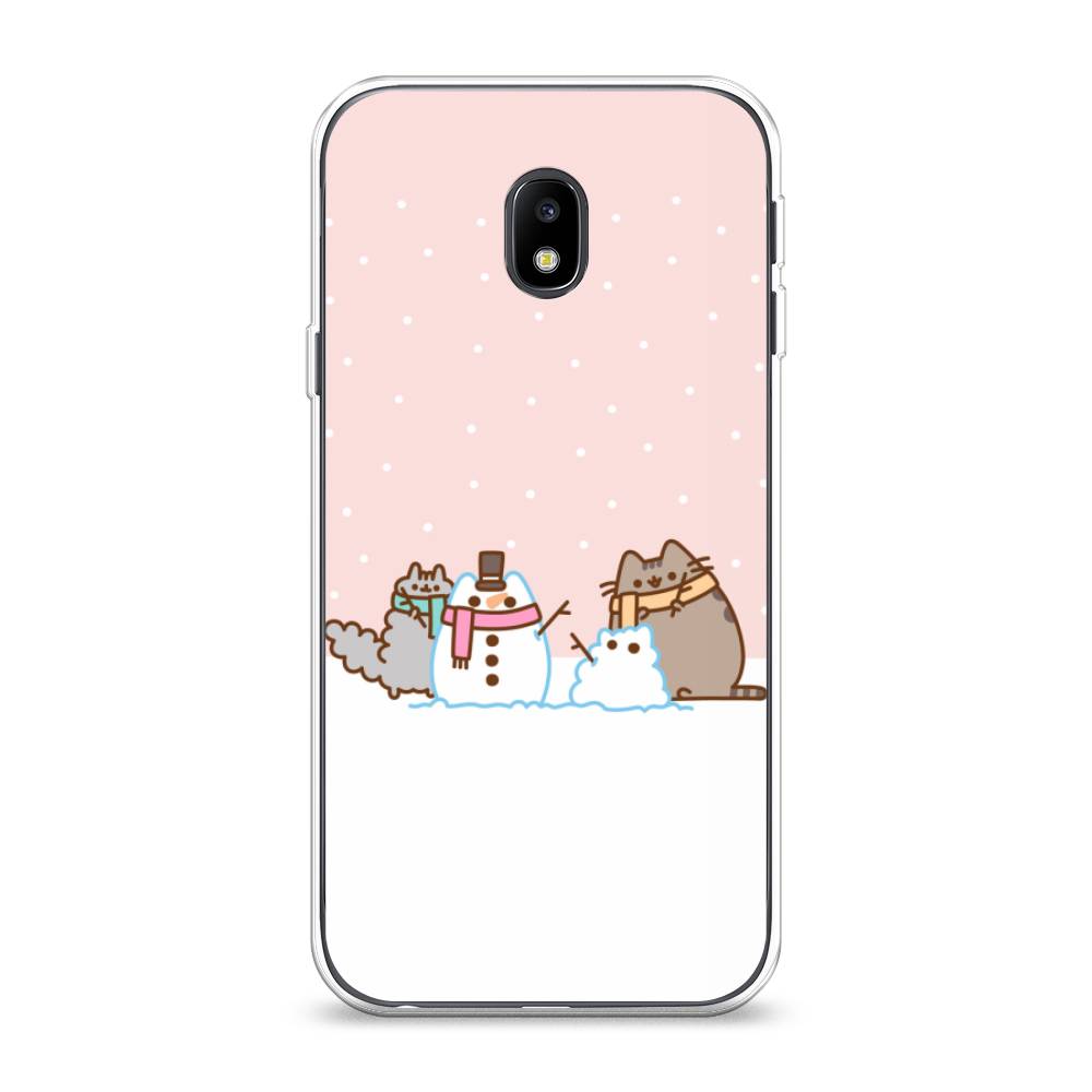 

Чехол на Samsung Galaxy J3 2017 "Котики в снегу", Розовый;белый;серый, 22550-5